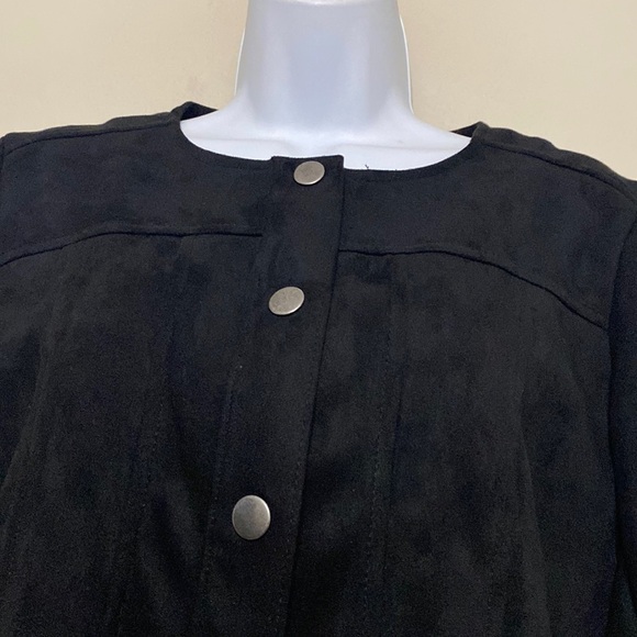 Solitaire Ravi khosla blazer jacket women M ruffle hem faux suede lagenlook boho - Picture 2 of 8